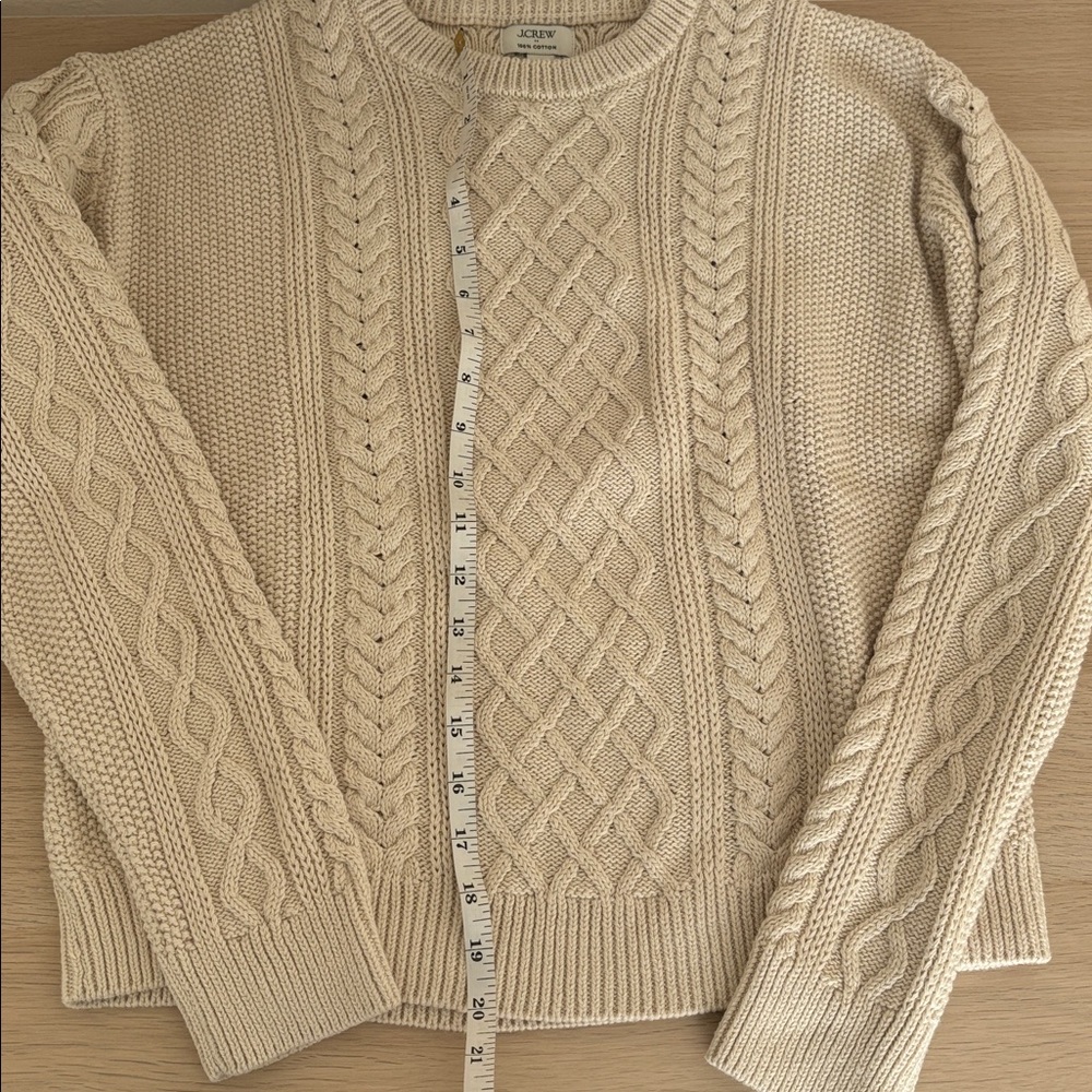 J Crew Women’s Medium 100 % Cotton Fisherman’s Sweater Beige NWT - Picture 5 of 9